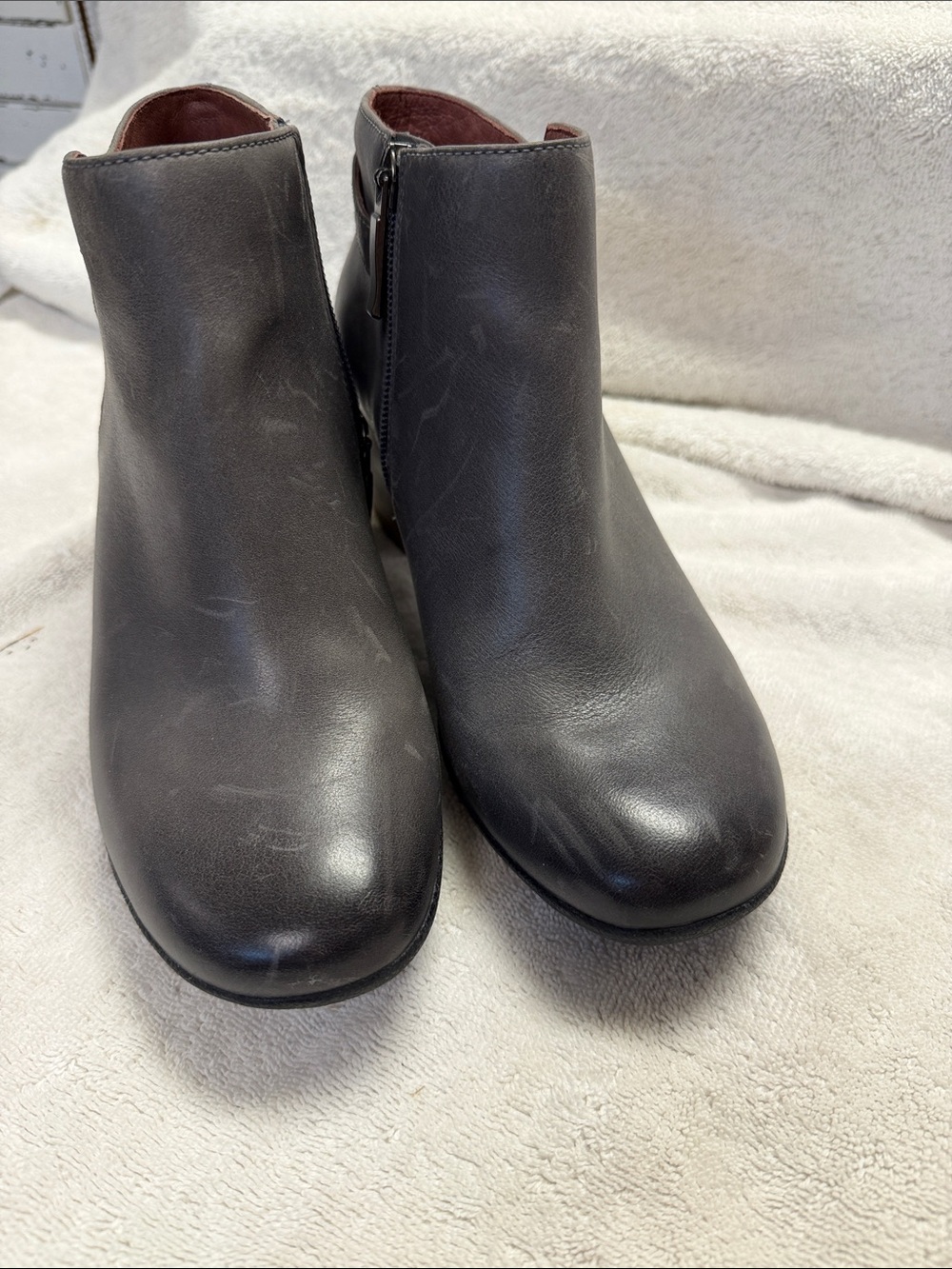 Dansko Perry Waterproof Leather Ankle Boots Gray Size 37 US 6.5 Zip Bootie